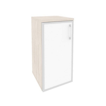 Шкаф низкий узкий левый (1 низкий фасад стекло лакобель в раме) O.SU-3.2R(L)white
