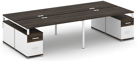 Рабочая станция на 4 места с двумя двухсторонними опорными тумбами CN.DRS-332 B/W