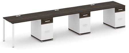Рабочая станция на 3 места с тремя опорными тумбами CN.ORS-445 B/W