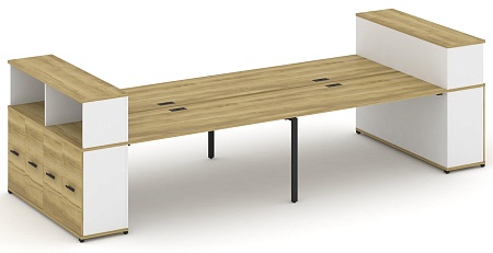 Рабочая станция с опорными распашными шкафоми с надставкой низкой CN.DRS-272 B/W