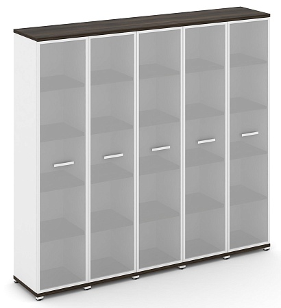 Шкаф пять узких секций, 5 ниш (5 фасадов стекло белое матовое в раме, 5 ниш) CN.STU-558 RM B/W