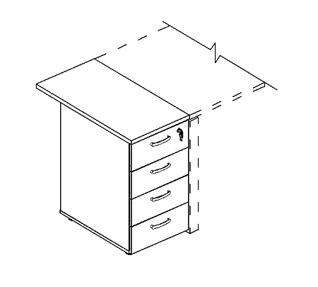Тумба приставная 4-х ящичная с замком А4 9222