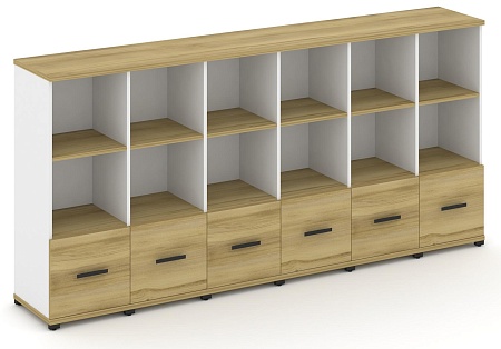 Шкаф шесть узких секций, 3 ниши (6 фасадов ЛДСП, 1 ниша) CN.STU-361 B/W