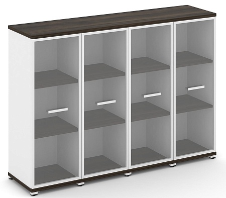 Шкаф четыре узкие секции, 3 ниши (4 фасада стекло прозрачное в раме, 3 ниши) CN.STU-346 RP B/W