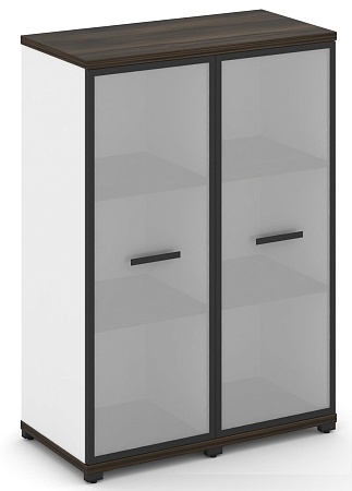 Шкаф две узкие секции, 3 ниши (2 фасада стекло белое матовое в раме, 3 ниши) CN.STU-326 RM B/W