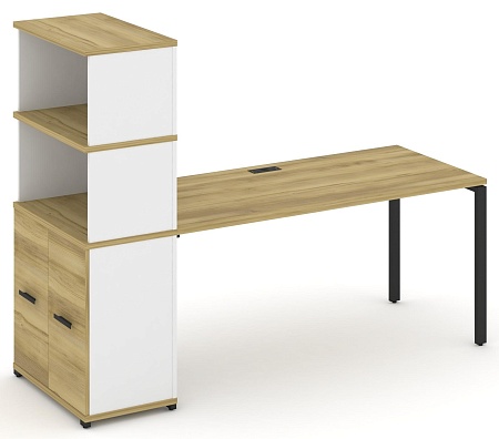 Стол рабочий с опорным распашным шкафом с надставкой высокой CN.SP-232 B/W