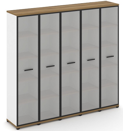 Шкаф пять узких секций, 5 ниш (5 фасадов стекло белое матовое в раме, 5 ниш) CN.STU-558 RM B/W