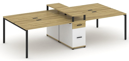 Рабочая станция на 6 мест с четыремя опорными тумбами CN.DRS-439 B/W
