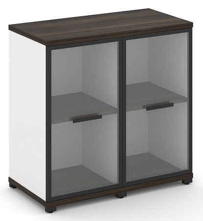 Шкаф две узкие секции, 2 ниши (2 фасада стекло прозрачное в раме, 2 ниши) CN.STU-223 RP B/W