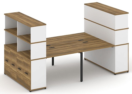 Рабочая станция с опорными распашными шкафоми с надставкой высокой CN.DRS-273 B/W
