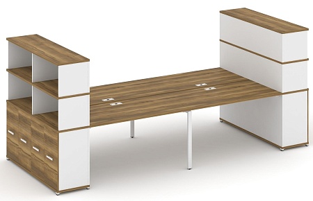 Рабочая станция с опорными распашными шкафоми с надставкой высокой CN.DRS-275 B/W