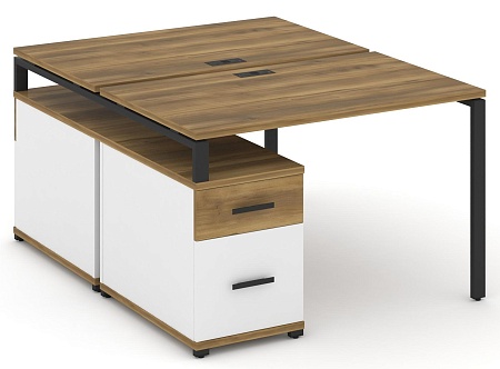 Рабочая станция на 2 места с двухсторонней опорной тумбой CN.DRS-306 B/W