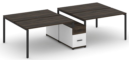 Рабочая станция на 4 места с двухсторонней опорной тумбой CN.DRS-315 B/W