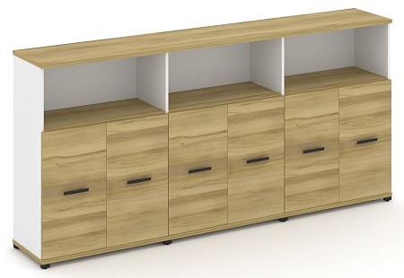 Шкаф три широкие секции, 3 ниши (6 фасадов ЛДСП, 2 ниши ) CN.STS-333 B/W