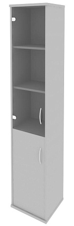 Шкаф высокий узкий левый (1 низкая дверь ЛДСП, 1 средняя дверь стекло) А.СУ-1.2 (L)