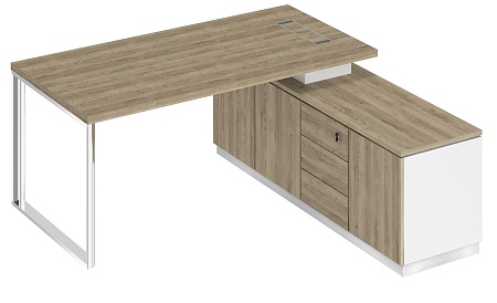 Стол руководителя на опорной тумбе правый БР 101R