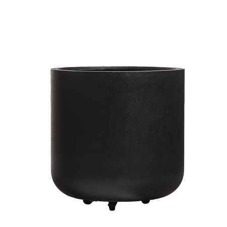 Кашпо TREEZ Ergo Hard Rock Цилиндрическая чаша Антрацит на колёсиках д-73, в-75 см