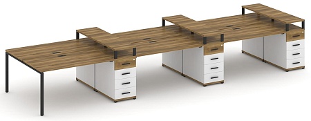 Рабочая станция на 6 мест с шестью опорными тумбами CN.DRS-475 B/W