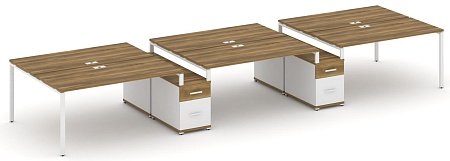 Рабочая станция на 6 мест с двумя двухсторонними опорными тумбами CN.DRS-340 B/W