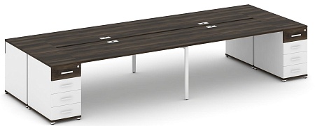 Рабочая станция на 4 места с двумя опорными тумбами CN.DRS-428 B/W