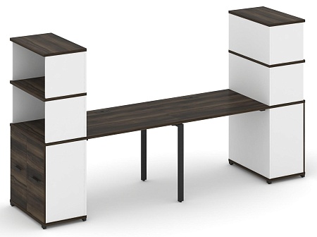 Рабочая станция с опорными распашными шкафами с надставкой высокой CN.ORS-229 B/W
