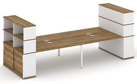 Рабочая станция с опорными шкафами купе с надставкой высокой CN.DRS-288 B/W