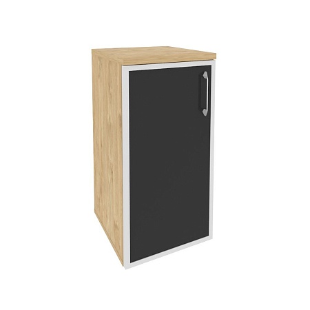 Шкаф низкий узкий левый (1 низкий фасад стекло лакобель в раме) O.SU-3.2R(L)black