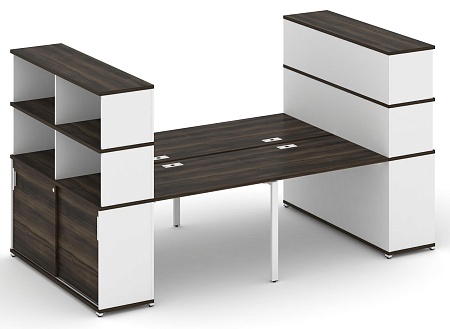 Рабочая станция с опорными шкафами купе с надставкой высокой CN.DRS-285 B/W
