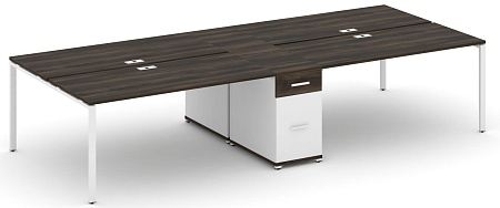 Рабочая станция на 4 места с двумя опорными тумбами CN.DRS-424 B/W