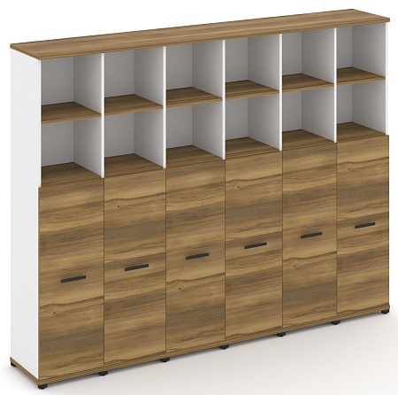 Шкаф шесть узких секций, 5 ниш (6 фасадов ЛДСП, 3 ниши) CN.STU-564 B/W