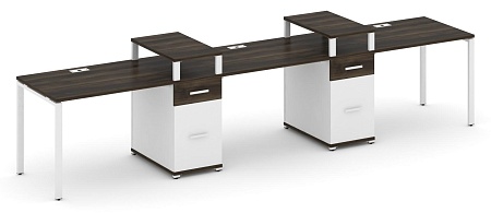 Рабочая станция на 3 места с двумя опорными тумбами CN.ORS-453 B/W