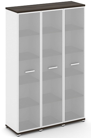 Шкаф три узкие секции, 5 ниш (3 фасада стекло белое матовое в раме, 5 ниш) CN.STU-538 RM B/W