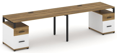 Рабочая станция на 2 места с двумя опорными тумбами CN.ORS-324 B/W