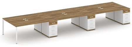 Рабочая станция на 6 мест с четыремя опорными тумбами CN.DRS-460 B/W