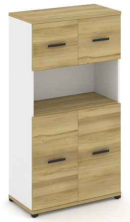 Шкаф две широкие секции, 4 ниши (2 фасада ЛДСП, 2 ниши + 2 фасада ЛДСП, 1 ниша) CN.STS-415  B/W