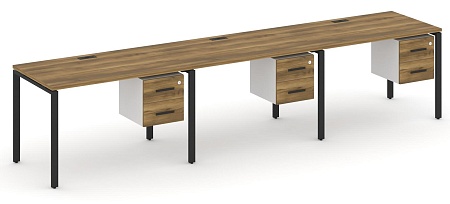 Рабочая станция односторонняя с подвесными тумбами на 3 места CN.ORS-134 B/W