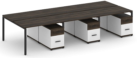 Рабочая станция на 6 мест с тремя двухсторонними опорными тумбами CN.DRS-354 B/W
