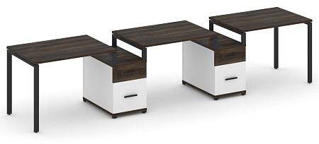 Рабочая станция на 3 места с двумя опорными тумбами CN.ORS-329 B/W