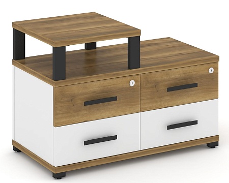 Тумба приставная широкая 4 ящика. С надставкой узкой. CN.TSP-002 B/W