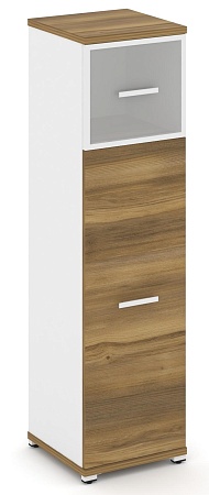 Шкаф одна узкая секция, 4 ниши ( фасад ЛДСП, 3 ниши + фасад стекло стело белое матовое в раме, 1 ниша) CN.STU-414 RM B/W