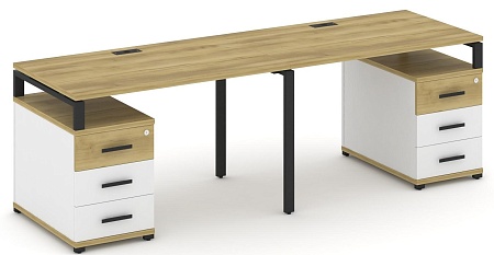 Рабочая станция на 2 места с двумя опорными тумбами CN.ORS-318 B/W