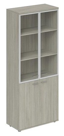 Шкаф высокий со стеклом , з.ст HDF (алюминиевая рамка, стекло прозрачное) WN.701