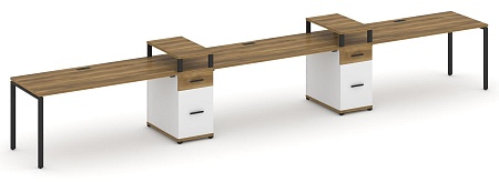 Рабочая станция на 3 места с двумя опорными тумбами CN.ORS-456 B/W
