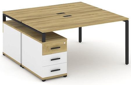 Рабочая станция на 2 места с двухсторонней опорной тумбой CN.DRS-304 B/W