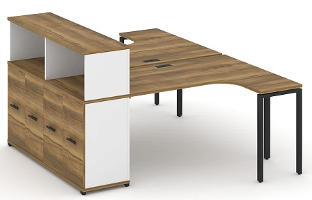 Рабочая станция с опорным распашным шкафом с надставкой низкой CN.DSA-213 B/W