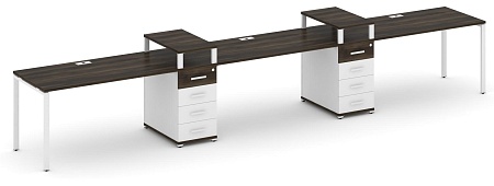 Рабочая станция на 3 места с двумя опорными тумбами CN.ORS-451 B/W