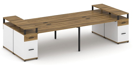 Рабочая станция на 6 мест с шестью опорными тумбами CN.DRS-447 B/W
