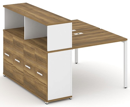 Рабочая станция с опорным распашным шкафом с надставкой низкой CN.DRS-225 B/W