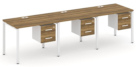 Рабочая станция односторонняя с подвесными тумбами на 3 места CN.ORS-133 B/W