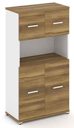 Шкаф две широкие секции, 4 ниши (2 фасада ЛДСП, 2 ниши + 2 фасада ЛДСП, 1 ниша) CN.STS-415  B/W